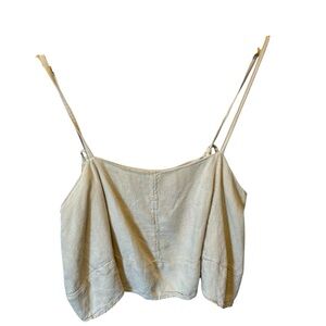 Free People crop top XS Viscose Linen Natural Light beige Womens Spaghetti strap